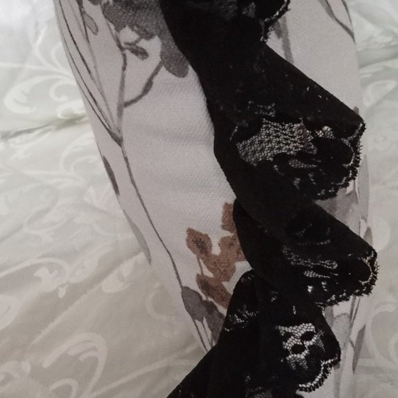 Beige Abstract Trimmed - Fine Black Lace Accent Pillow by Fancy Shams - 11"x9.5" - Picture 5 of 5